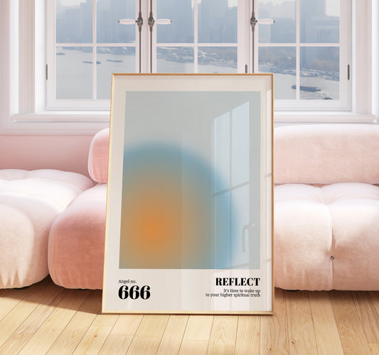 Angel Number Print - 666 Reflect Print - Aura Poster - Angel Number Wall Art - Femininty Poster - Girls Bedroom - Pastel Print