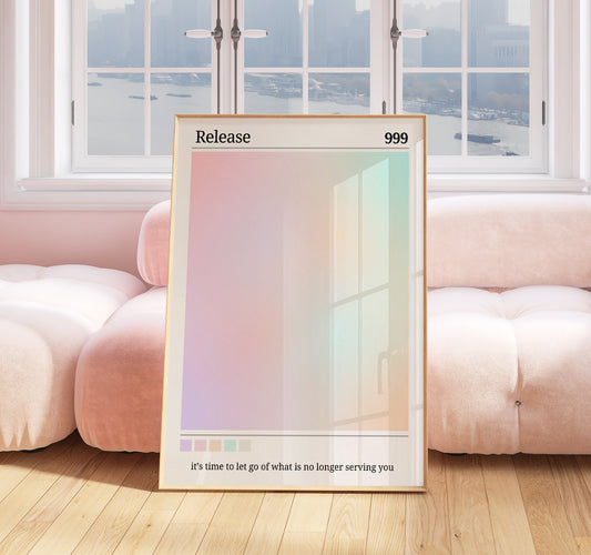 Angel Number Print - 999 Release Print - Aura Poster - Spiritual - Angel Number Wall Art - Girls Bedroom - 999 Angel Number - Pastel Print