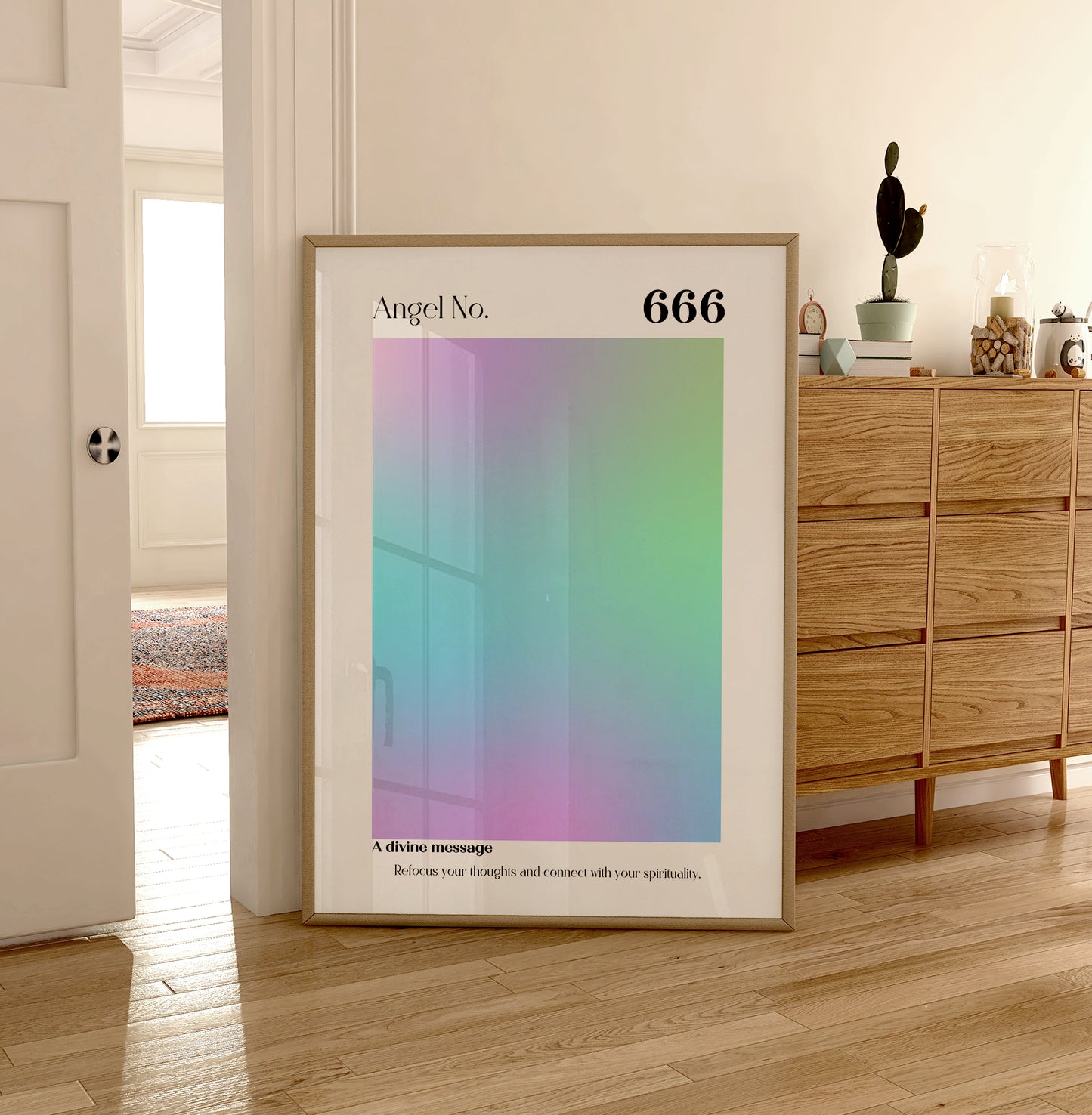 Angel Number Print - 666 Print - Aura Poster - Spiritual - Angel Number Wall Art - Girls Bedroom - 666 Angel Number - Pastel Print