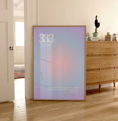 Angel Number Print - 333 Angel Poster - Spiritual - Angel Number Wall Art - Girls Bedroom - 333 Angel Number - Aura Pastel Print