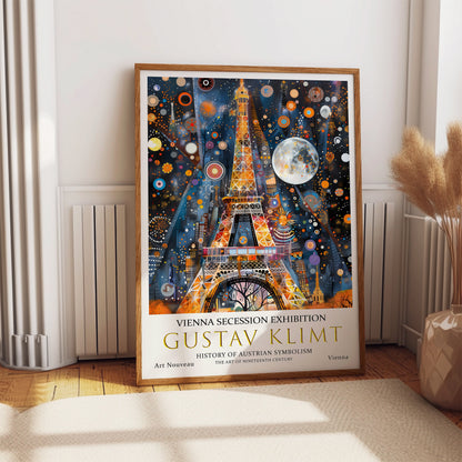 Gustav Klimt Eiffel Tower Garden Print, Klimt Museum Poster, Gustav Klimt Poster, Klimt Exhibition Poster, Gustav Klimt Painting, Moon Night