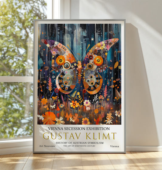 Gustav Klimt Butterfly Garden Print, Klimt Museum Poster, Gustav Klimt Poster, Klimt Exhibition Poster, Gustav Klimt Painting, Night Garden