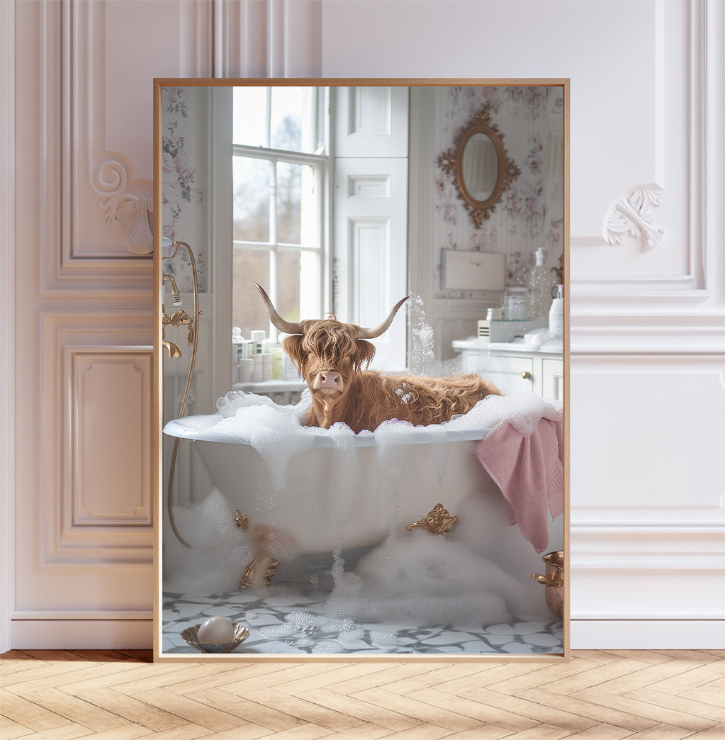 Highland Cow in Having a Bath