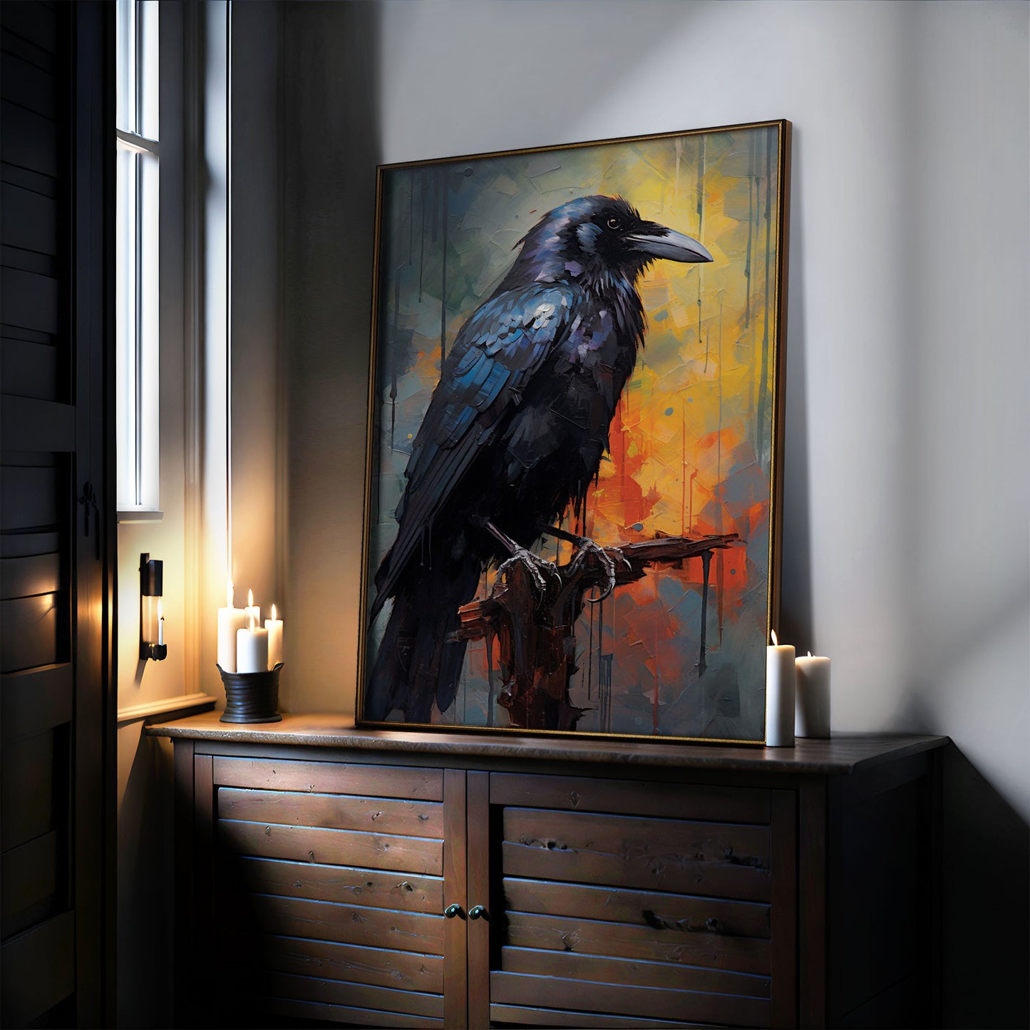 Raven Print - Spooky Poster - Raven Print - Dark Academia - Gothic Home Decor - Raven Wall Art
