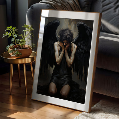 Fallen Angel Art - Gothic Artwork - Victorian Painting - Dark Academia Art - Print - Gothic Painting