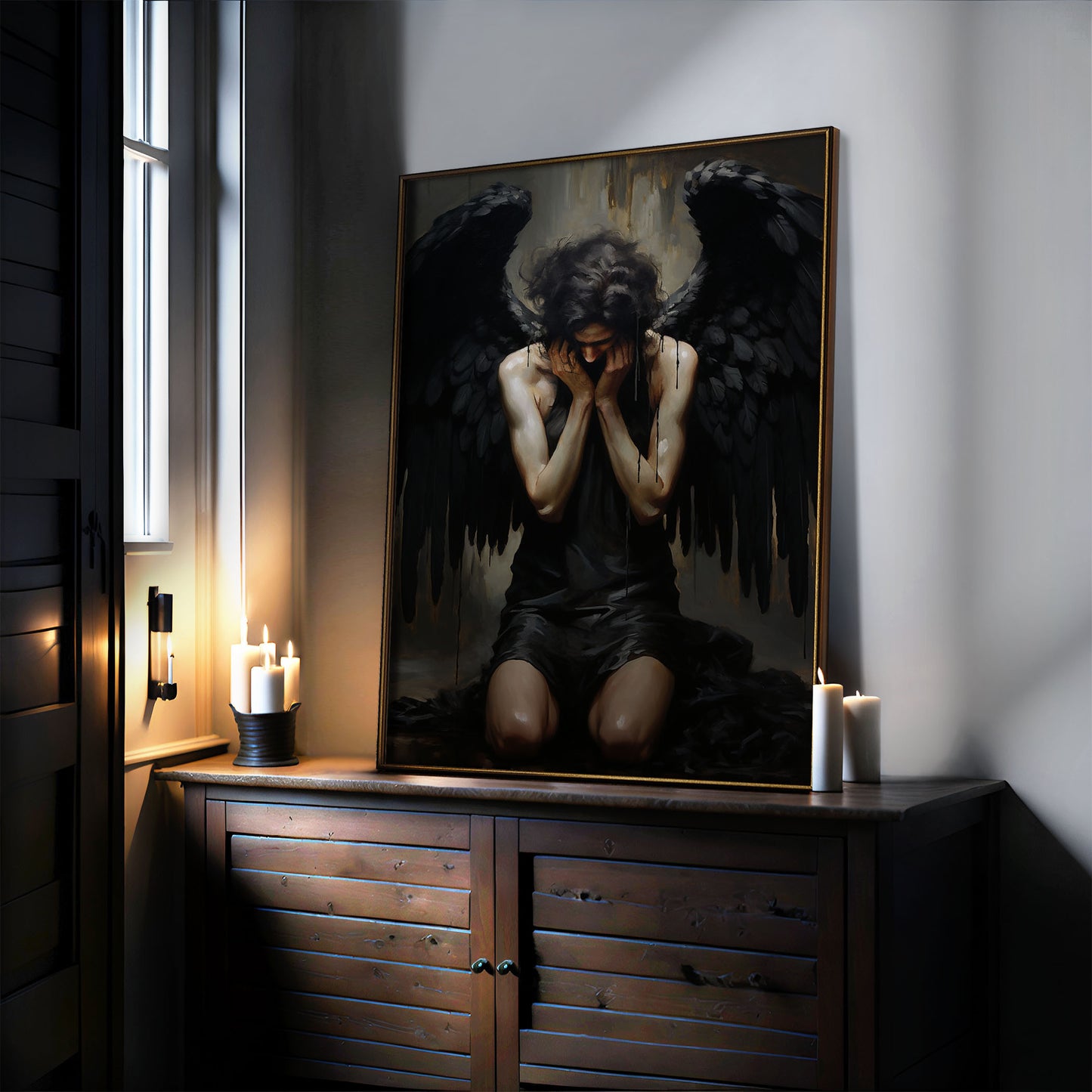 Fallen Angel Art - Gothic Artwork - Victorian Painting - Dark Academia Art - Print - Gothic Painting