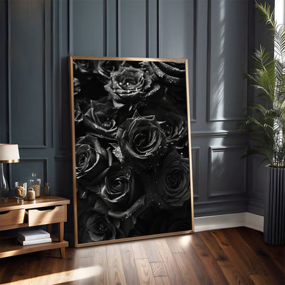 Black Roses Print - Flower Decor - Art Poster Print - Floral Home Decor - Dark Academia - Roses Print