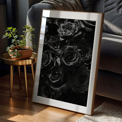 Black Roses Print - Flower Decor - Art Poster Print - Floral Home Decor - Dark Academia - Roses Print