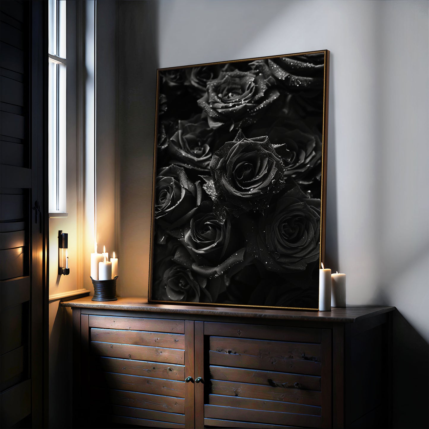 Black Roses Print - Flower Decor - Art Poster Print - Floral Home Decor - Dark Academia - Roses Print