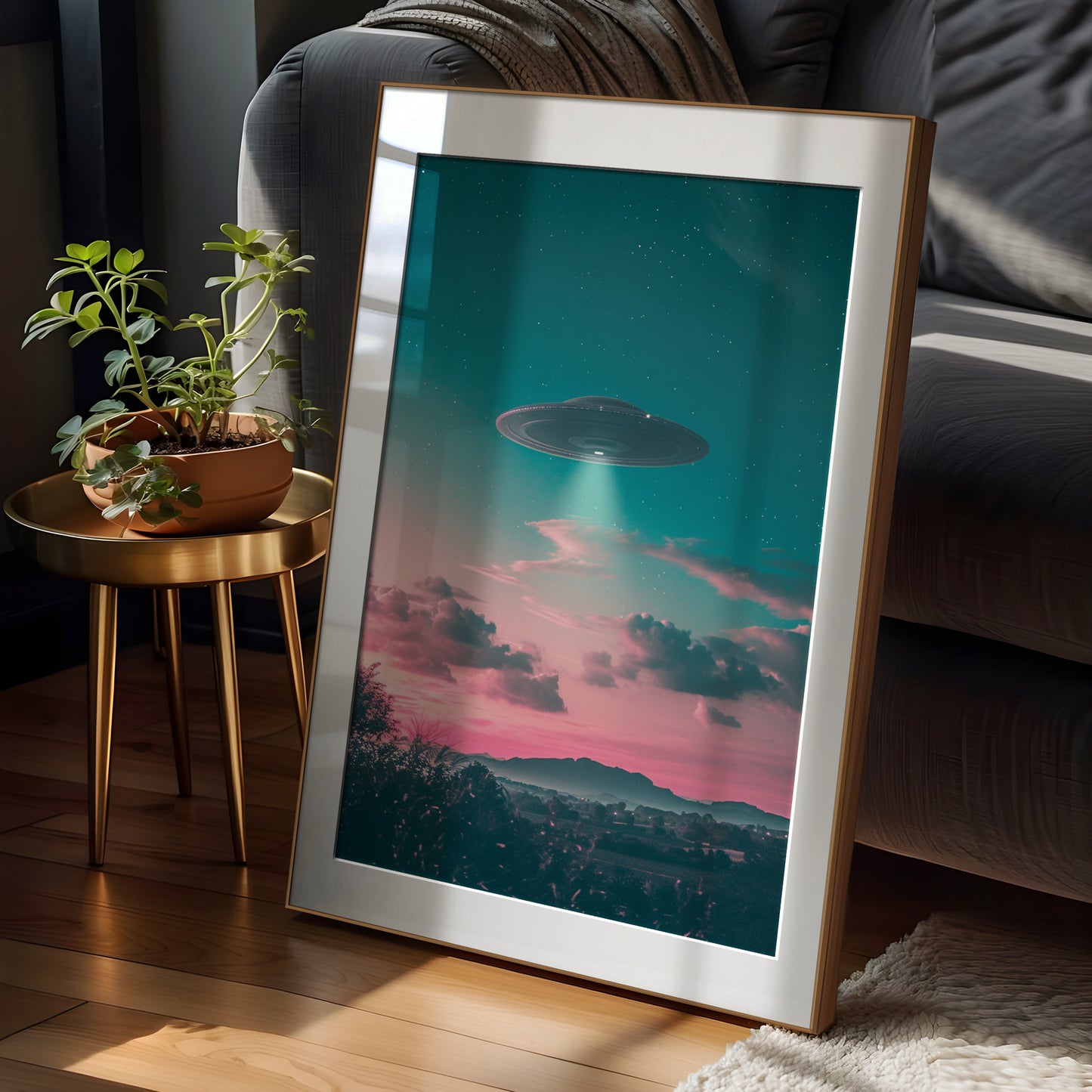 Retro Alien UFO Print - Alien Wall Art for Sci-Fi Fans - Spooky Decor - Space Print - Gaming Room Poster - Area 51 Art -Vintage Photo Print