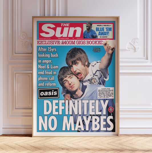 Oasis REUNION 2025 Newspaper Poster