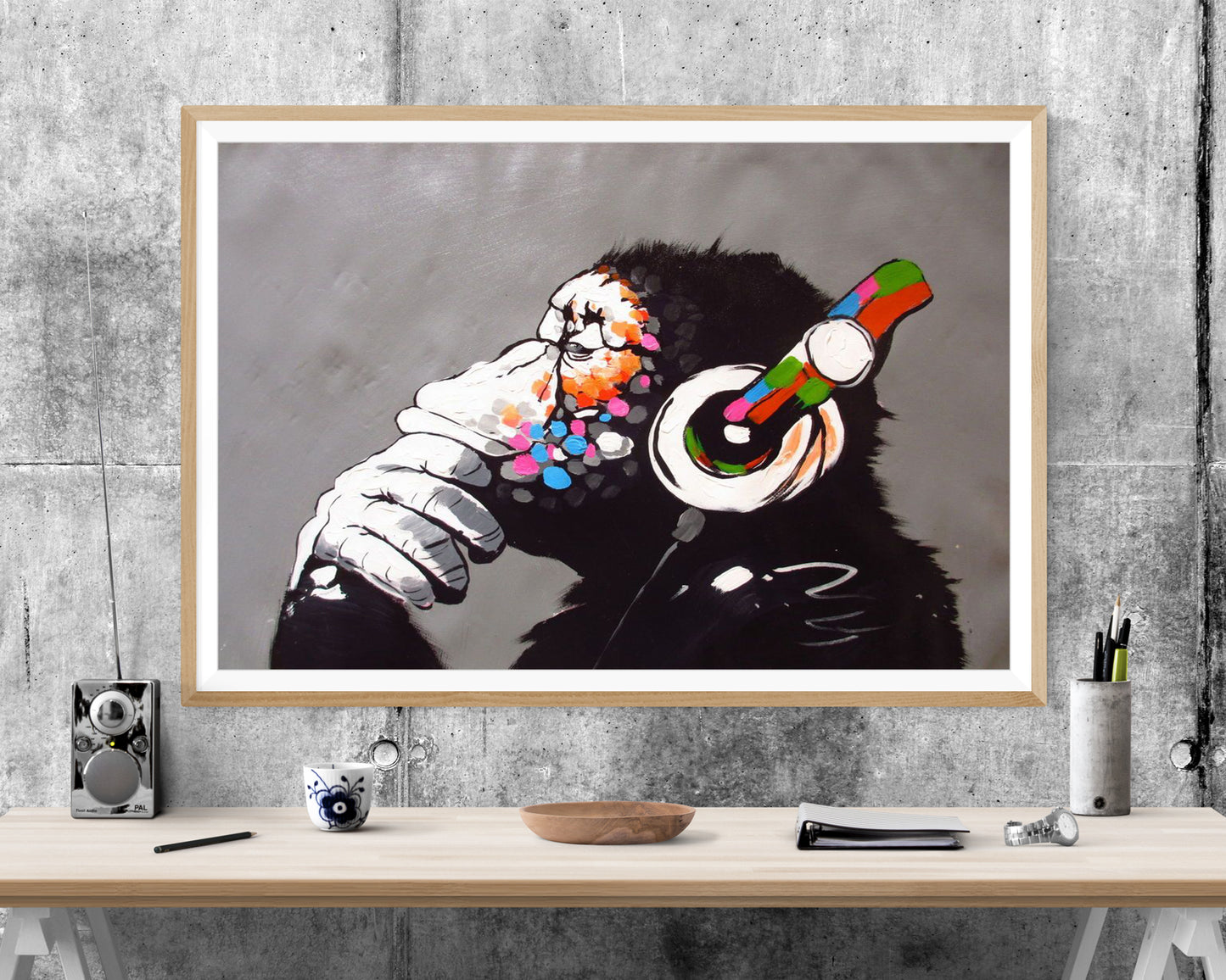 DJ Monkey Banksy WALL ART PRINT Poster Picture Wall Hanging