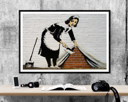 Banksy Sweep It under The Carpet Graffiti WALL ART PRINT Poster Picture Wall Hanging