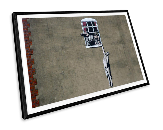 Banksy Man Hanging From Window WALL ART PRINT Poster Picture Wall Hanging