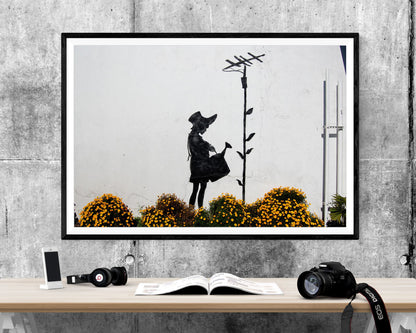 Banksy Man Aerial Flower Girl WALL ART PRINT Poster Picture Wall Hanging