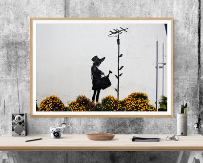 Banksy Man Aerial Flower Girl WALL ART PRINT Poster Picture Wall Hanging