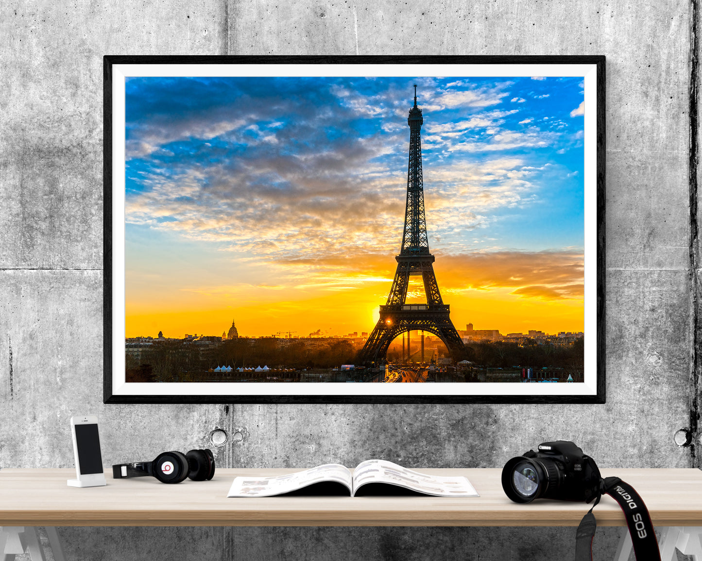 Sunset Paris Eiffel Tower WALL ART PRINT Poster Picture Wall Hanging