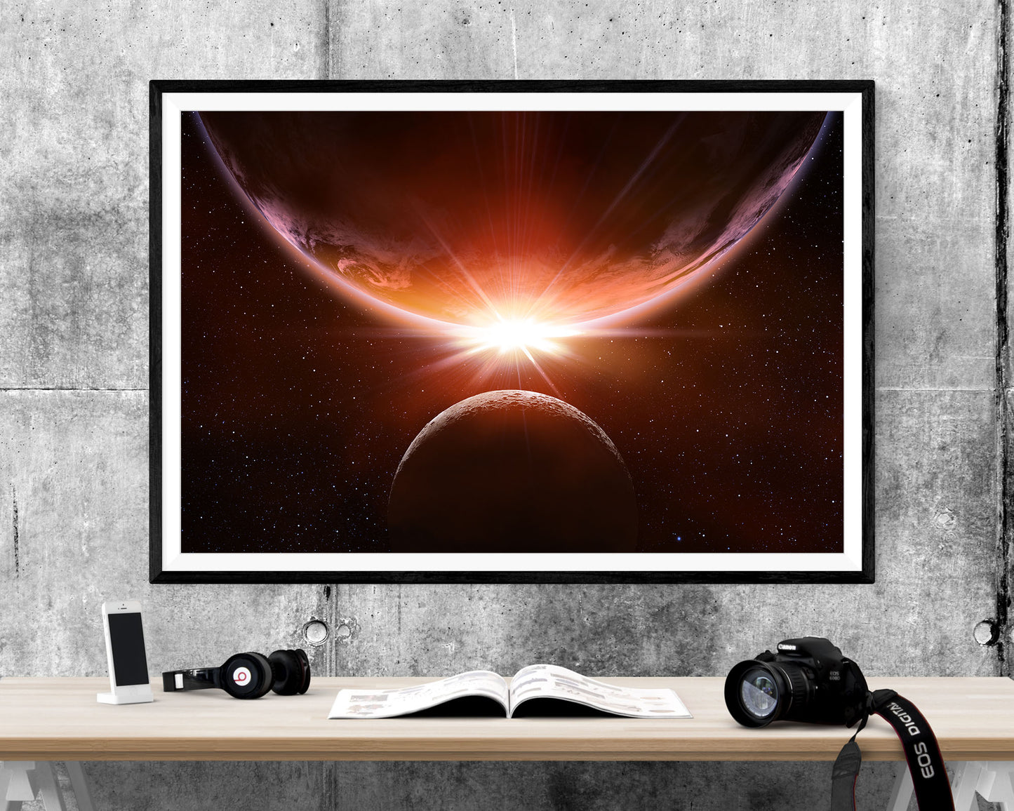 Earth Moon Space Astronomy WALL ART PRINT Poster Picture Wall Hanging