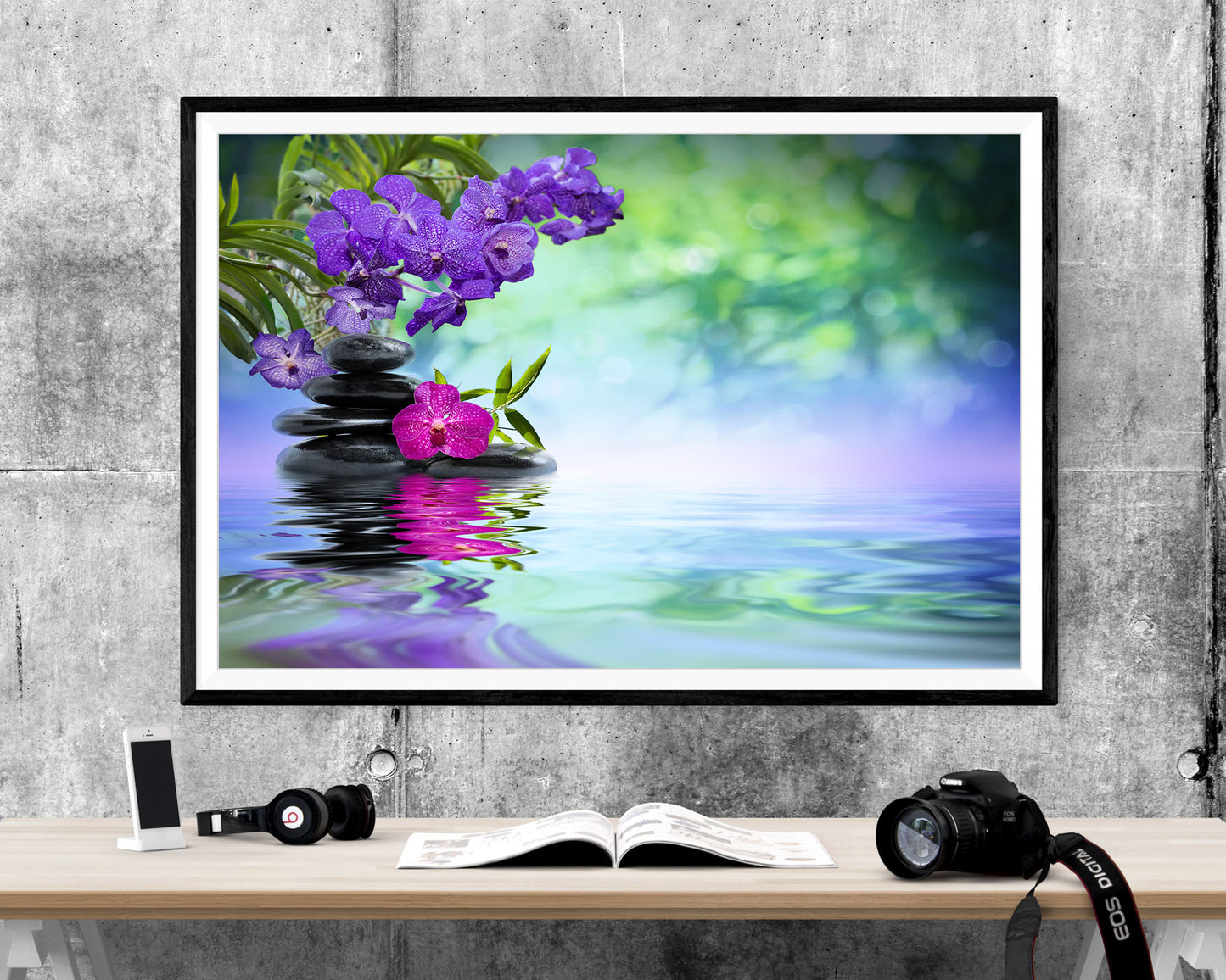 Zen Stone Water Flower Bathroom WALL ART PRINT Poster Picture Wall Hanging