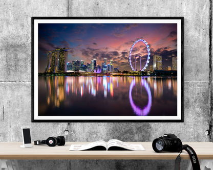 Singapore Skyline At Night WALL ART PRINT Poster Picture Wall Hanging