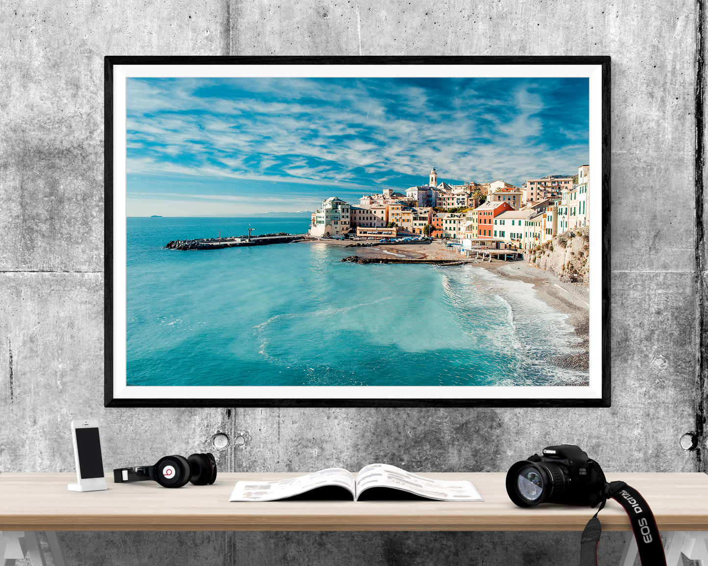 Bogliasco Italy Beach Seascape WALL ART PRINT Poster Picture Wall Hanging