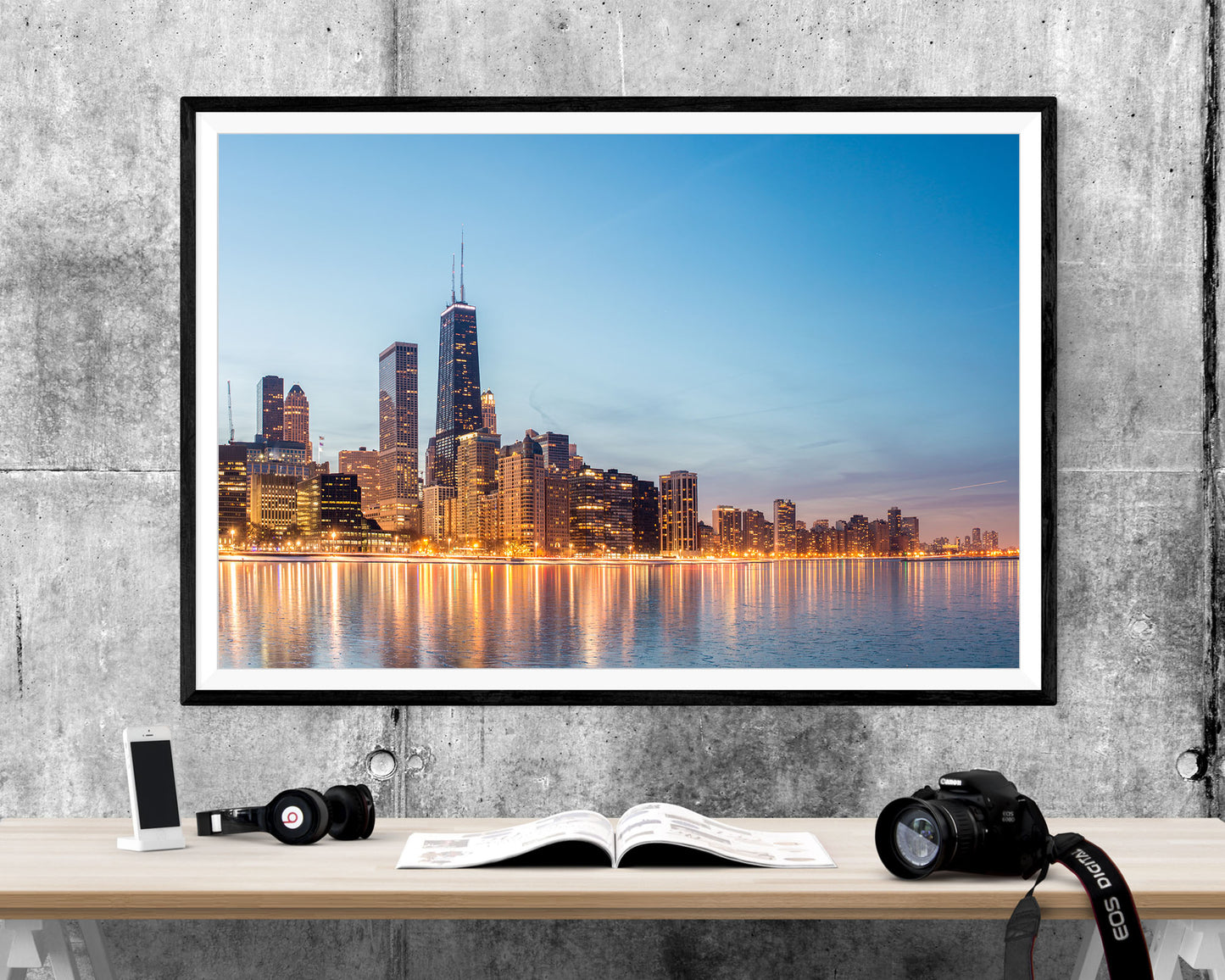Chicago Illinois Skyline Sunset WALL ART PRINT Poster Picture Wall Hanging