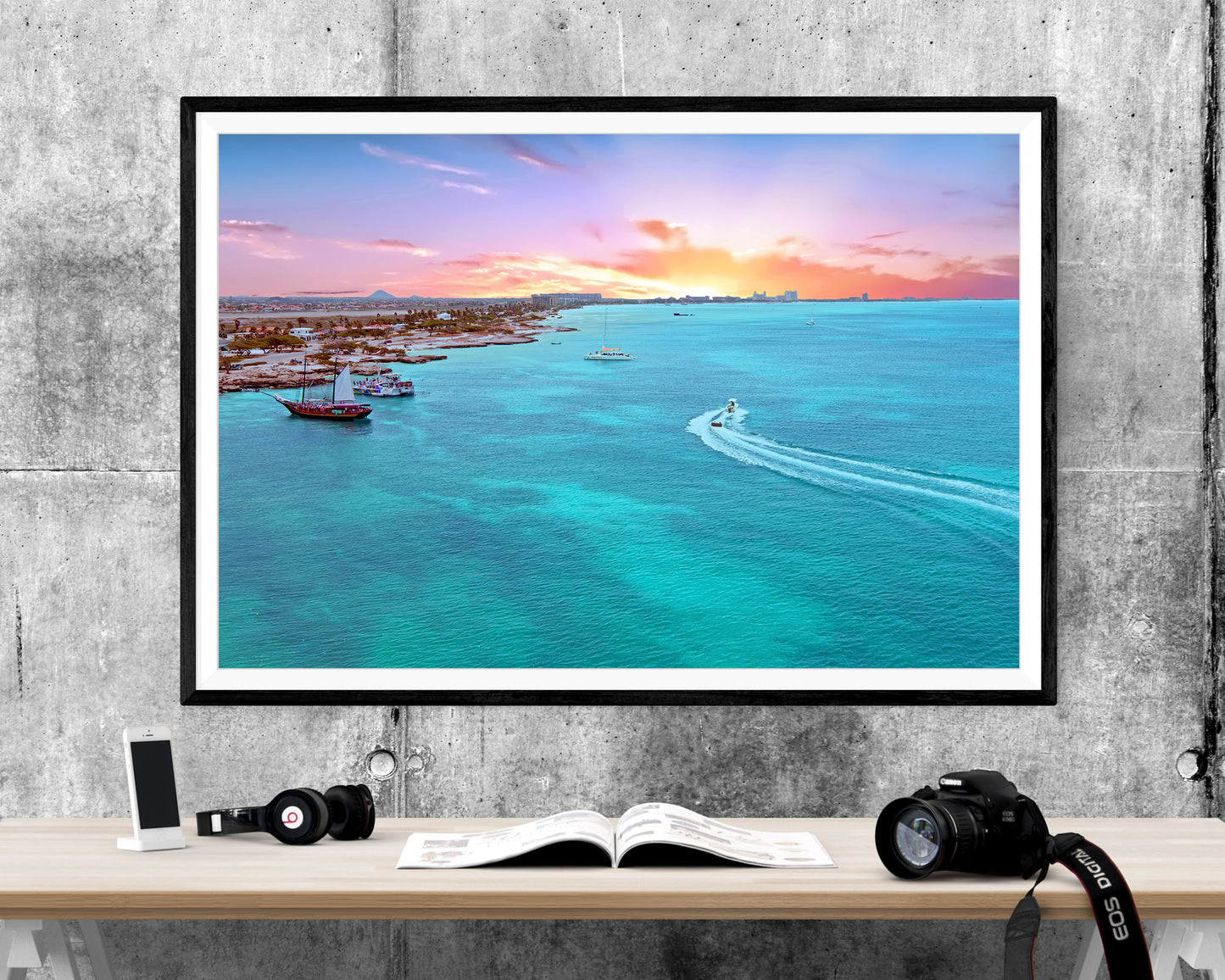 Aruba Caribbean Caribbean Sunset Landscape WALL ART PRINT Poster Picture Wall Hanging