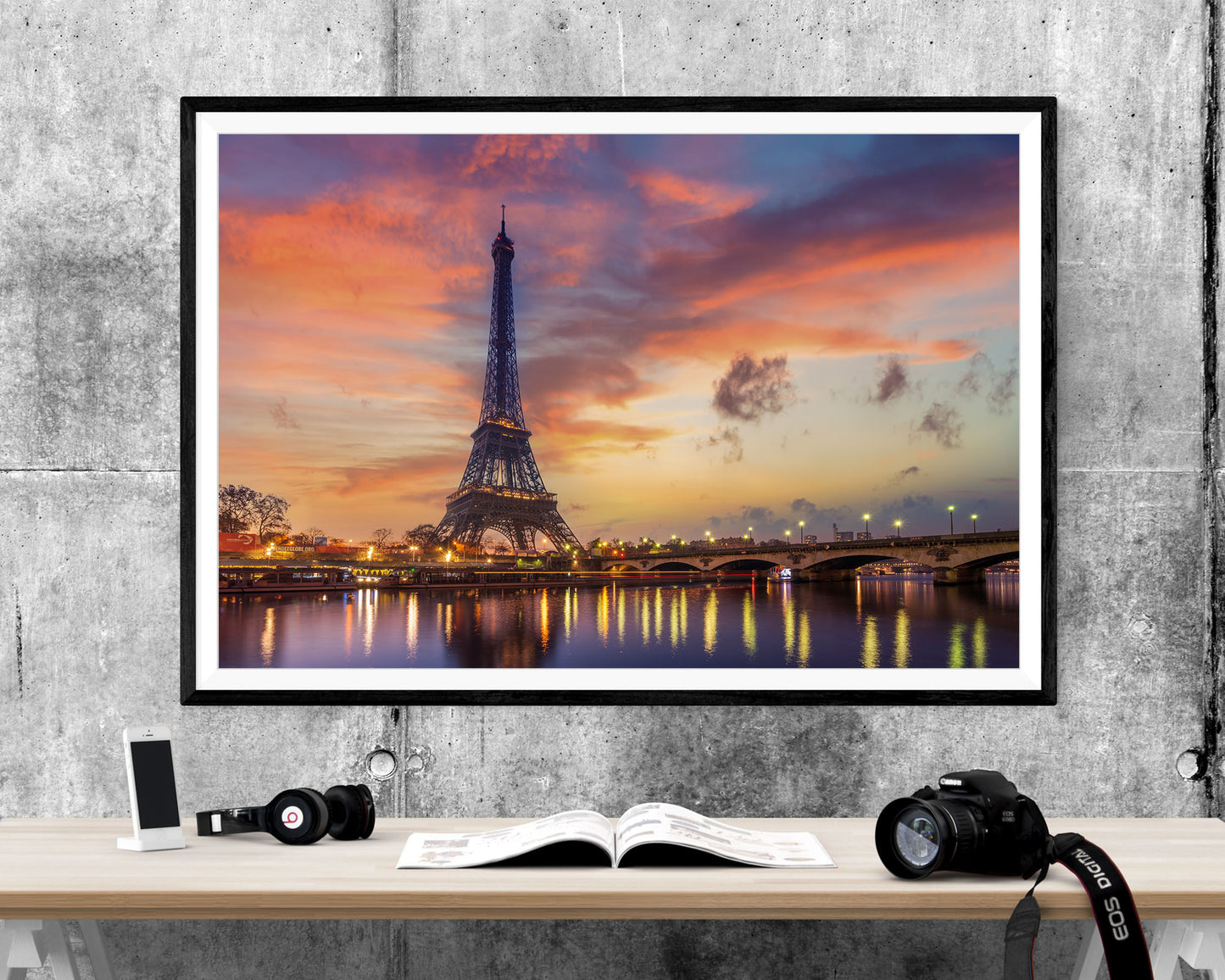 Eiffel Tower Paris France Sunset WALL ART PRINT Poster Picture Wall Hanging