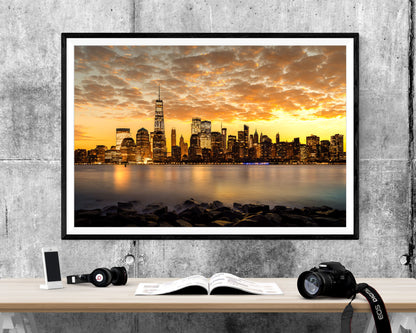 New York Skyline Sunset WALL ART PRINT Poster Picture Wall Hanging