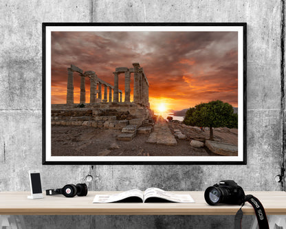 Temple Of Poseidon Greece Landmark WALL ART PRINT Poster Picture Wall Hanging