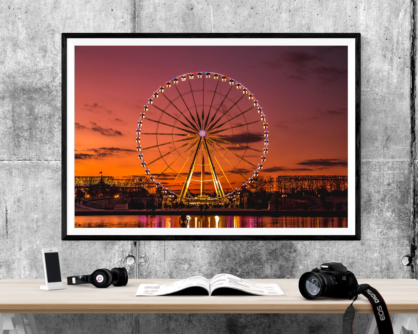 Sunset Ferris Wheel France City WALL ART PRINT Poster Picture Wall Hanging