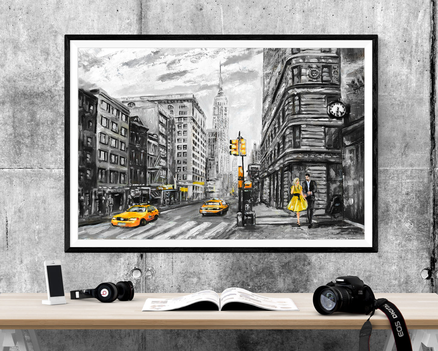 New York Yellow Taxi Painting Artwork WALL ART PRINT Poster Picture Wall Hanging