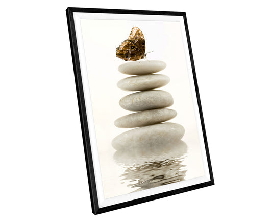 Zen Spa Stones Butterfly Bathroom WALL ART PRINT Poster Picture