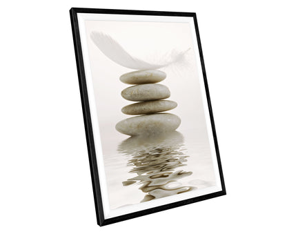 Zen Feather Stones Bathroom WALL ART PRINT Poster Picture