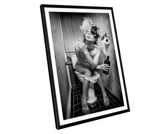 Girl Smoking On Toilet Bathroom WALL ART PRINT Poster Picture