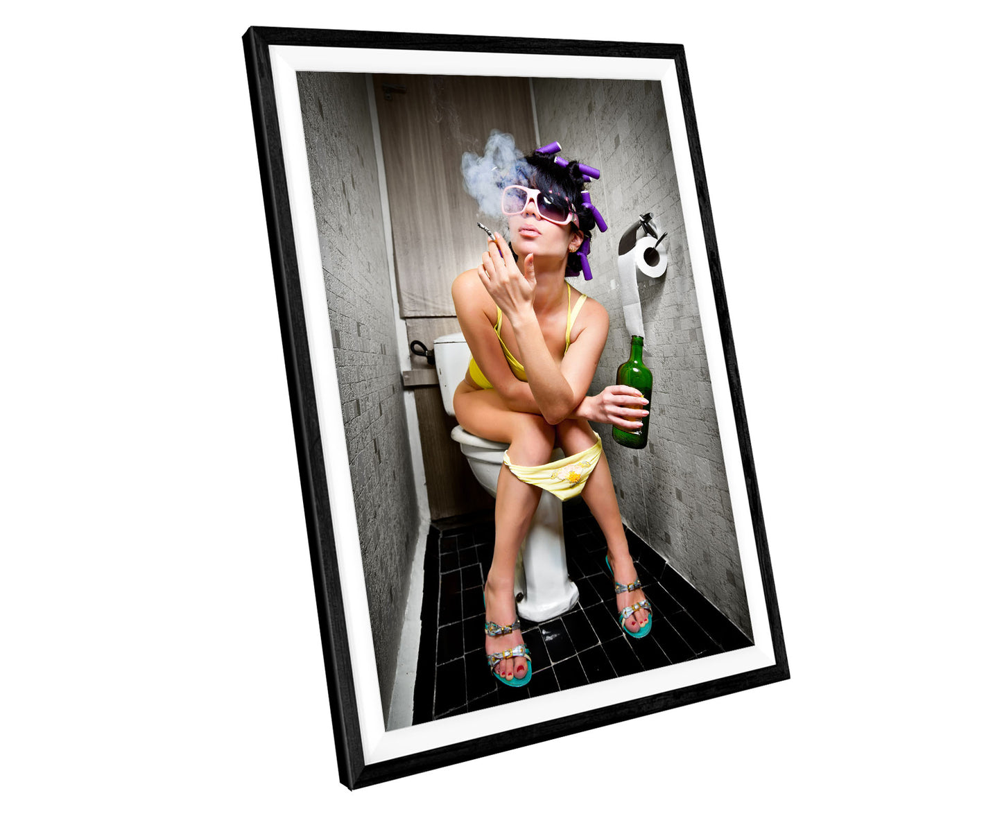 Girl Smoking On Toilet Bathroom WALL ART PRINT Poster Picture