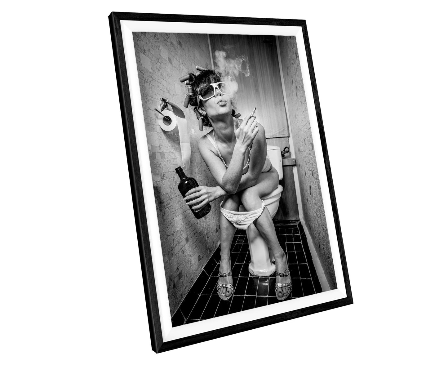 Girl Smoking & Drinking Toilet Bathroom WALL ART PRINT Poster Picture