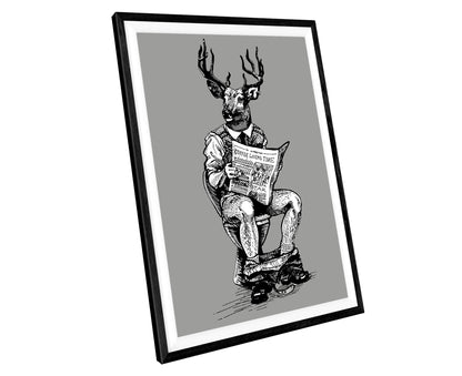 Stag On Toilet Bathroom WALL ART PRINT Poster Picture Wall Hanging