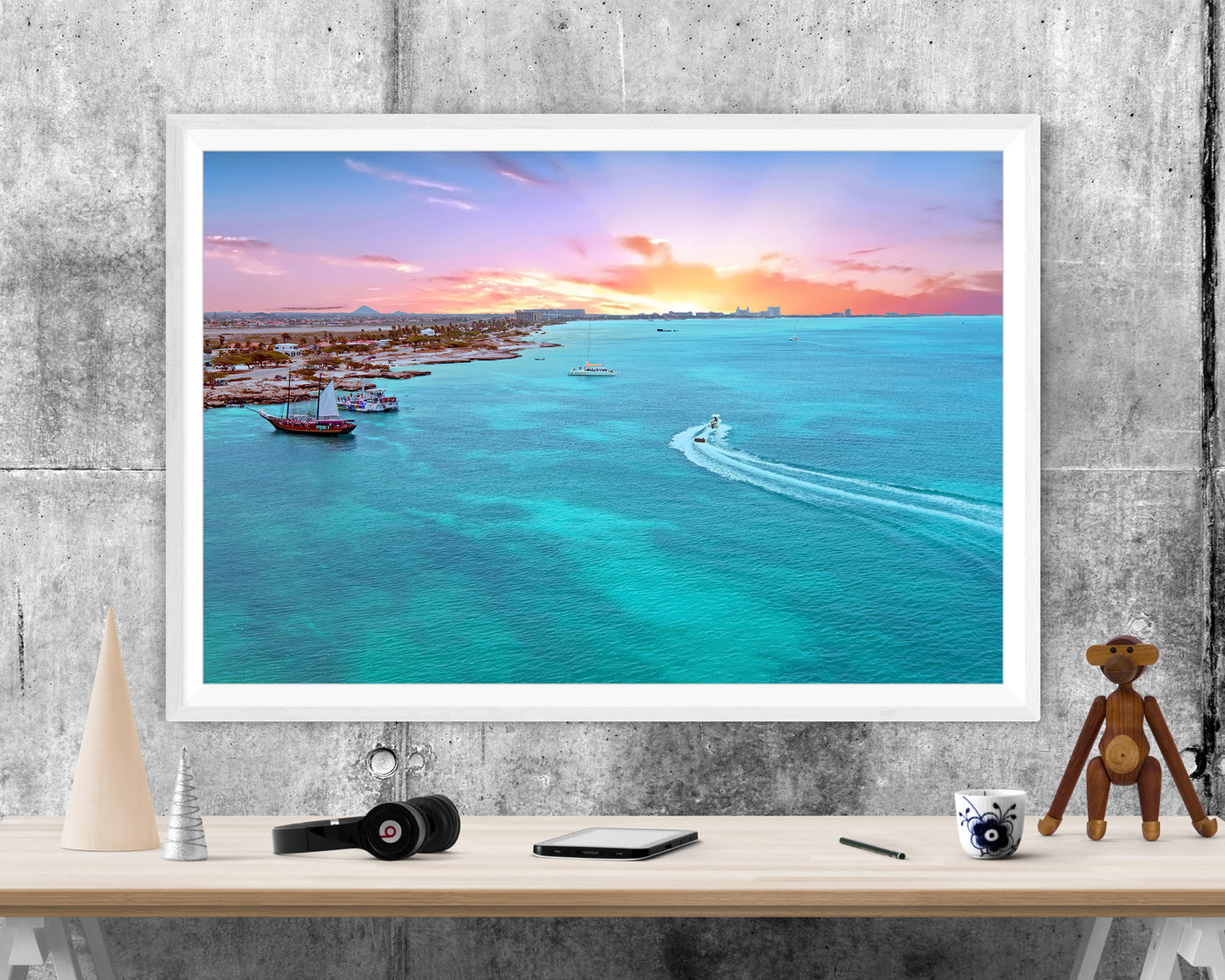 Aruba Caribbean Caribbean Sunset Landscape WALL ART PRINT Poster Picture Wall Hanging