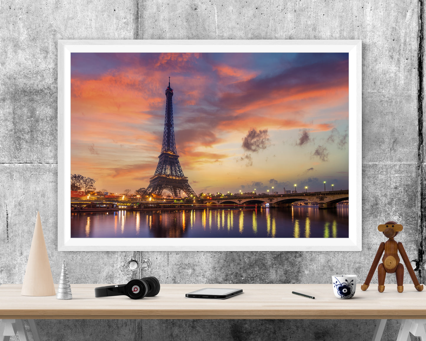 Eiffel Tower Paris France Sunset WALL ART PRINT Poster Picture Wall Hanging