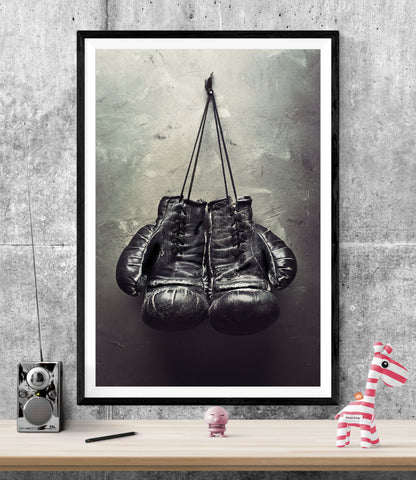 Vintage Boxing Gloves WALL ART PRINT Poster Picture Wall Hanging