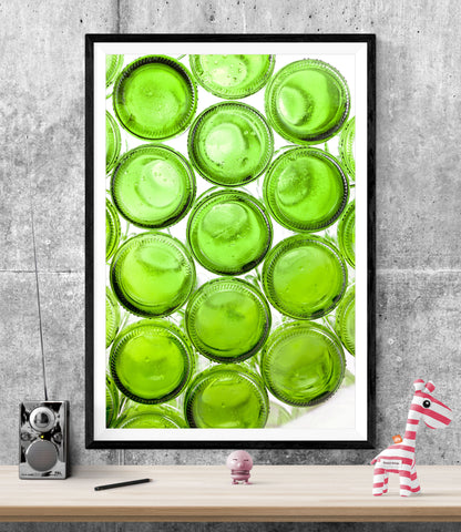Green Glass Bottles Kitchen WALL ART PRINT Poster Picture