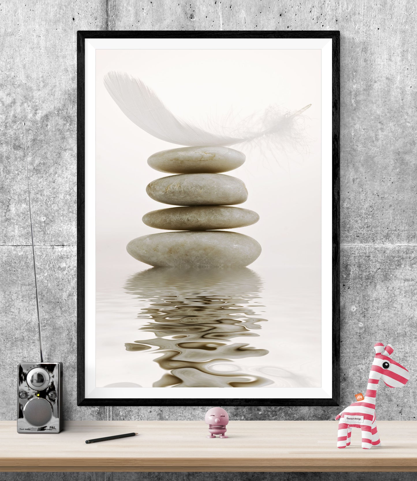 Zen Feather Stones Bathroom WALL ART PRINT Poster Picture