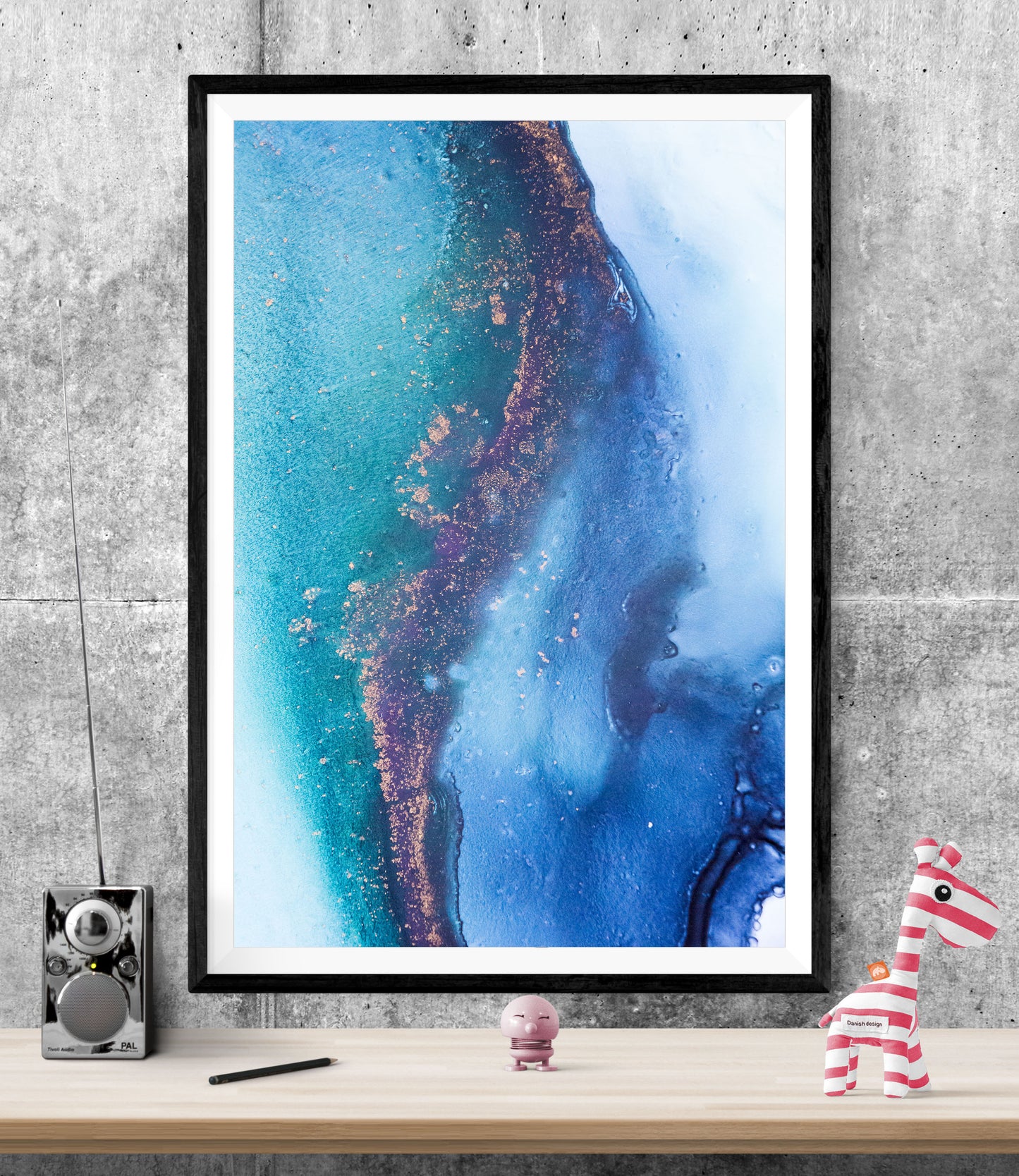 Sky Blue Marble Abstract WALL ART PRINT Poster Picture Wall Hanging