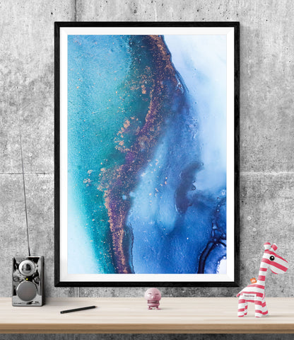 Sky Blue Marble Abstract WALL ART PRINT Poster Picture Wall Hanging