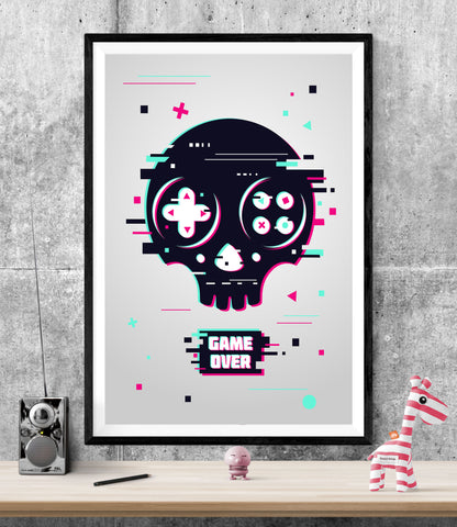 Game Over Gaming WALL ART PRINT Poster Picture Wall Hanging