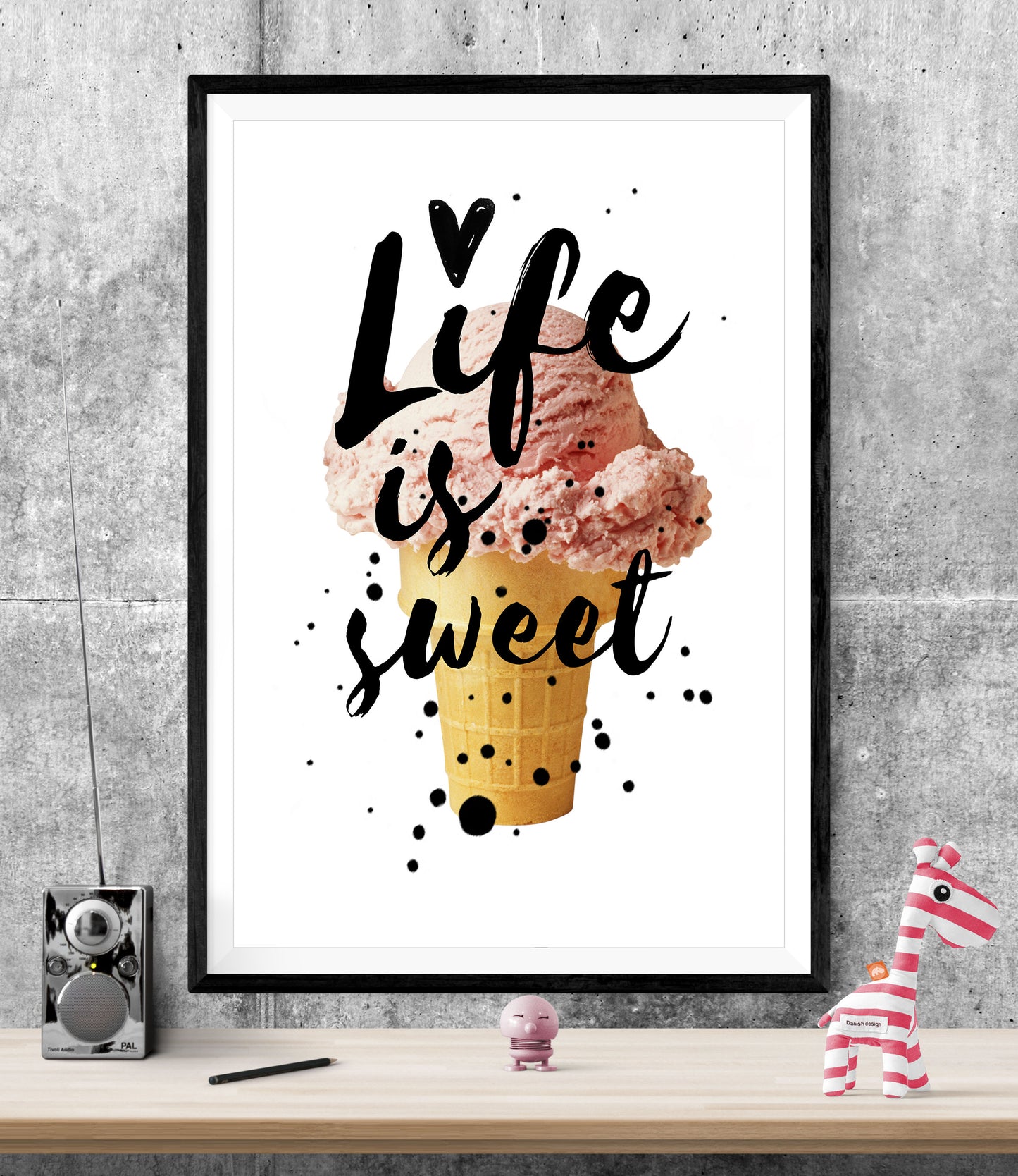 Life Is Sweet Ice Cream Food Quote WALL ART PRINT Poster Picture Wall Hanging