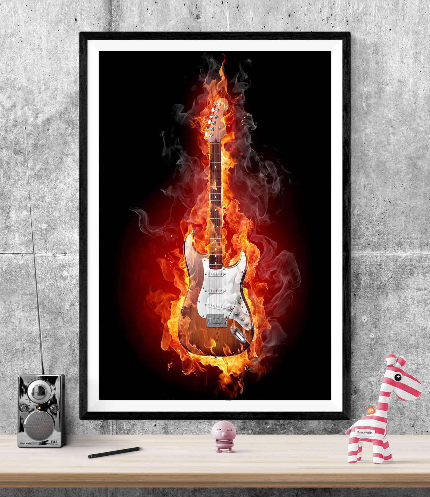 Flaming Guitar Music WALL ART PRINT Poster Picture