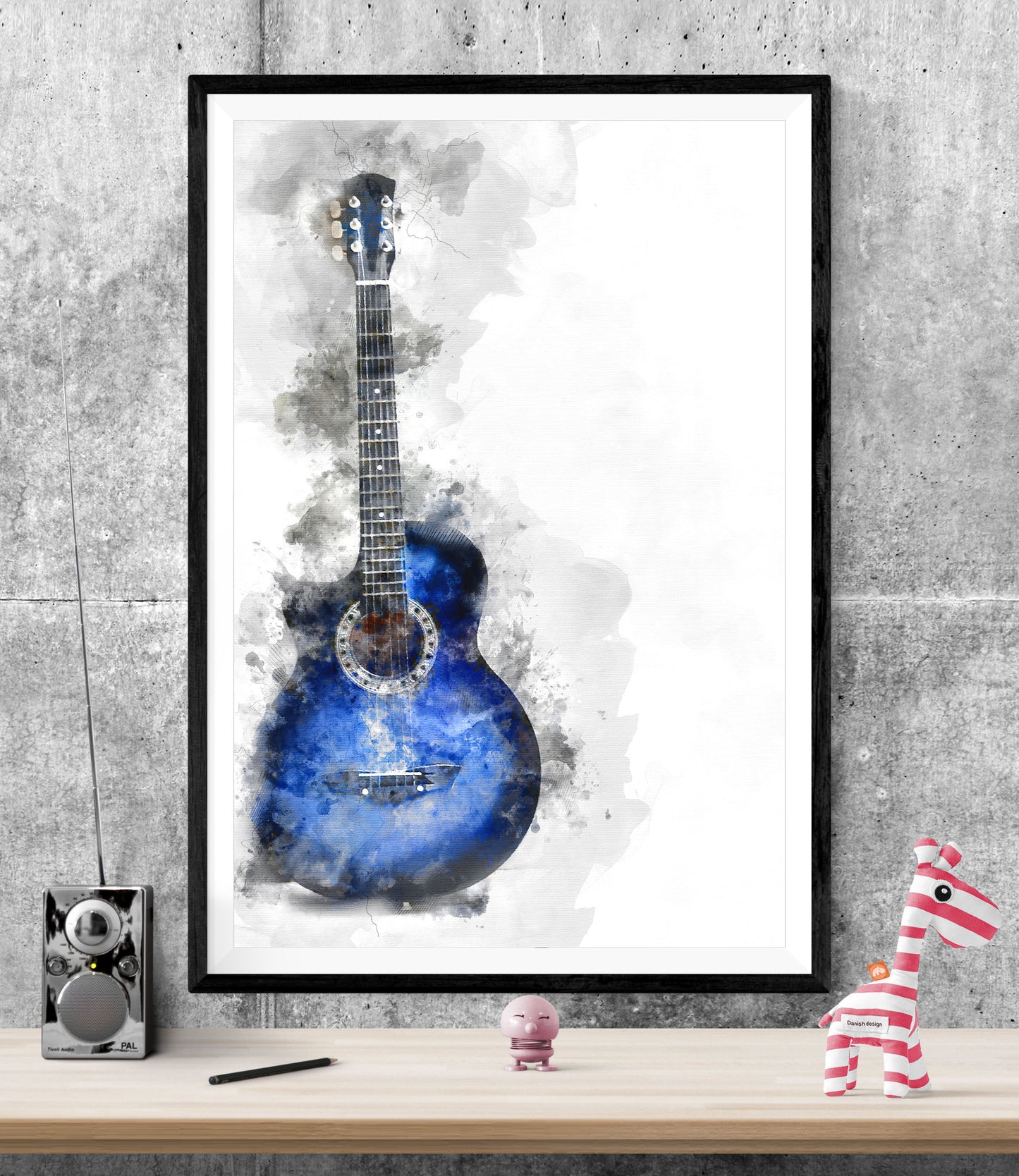 Watercolour Guitar Music WALL ART PRINT Poster Picture Wall Hanging