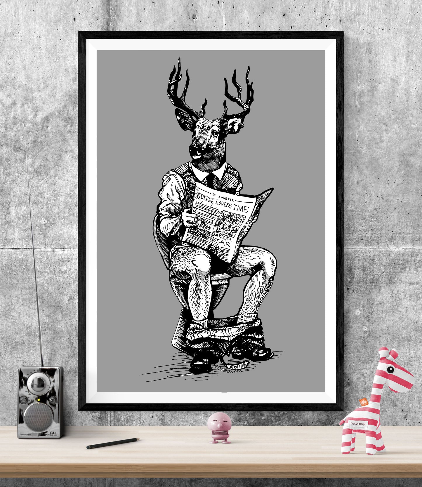 Stag On Toilet Bathroom WALL ART PRINT Poster Picture Wall Hanging